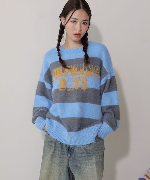 PBLIM(ページボーイリム)の「PBLIM/フェザーボーダーニット(ニット/セーター・レディース・ブルー/グリーン・FREE)」の11枚目の写真