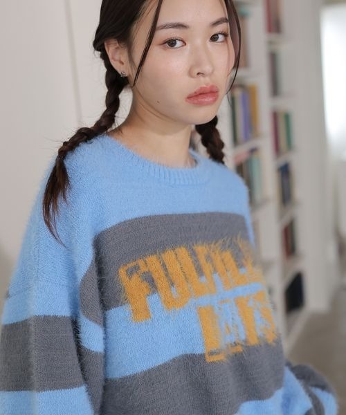 PBLIM(ページボーイリム)の「PBLIM/フェザーボーダーニット(ニット/セーター・レディース・ブルー/グリーン・FREE)」の12枚目の写真
