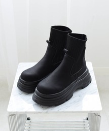 utatane（ウタタネ）の「リブソックスブーツ ブラック（ブーツ）」