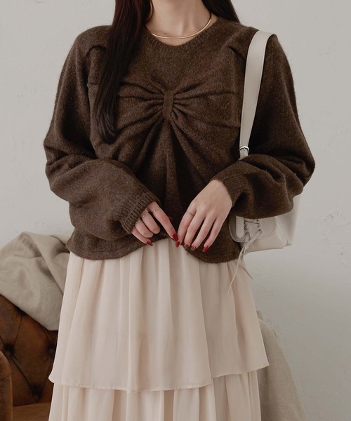 Ambre Neige(アンブルネージュ)の「3Dビックリボンニット/WEB/EC限定商品(ニット/セーター・レディース・アイボリー/チャコールグレー/ダークブラウン・FREE)」の3枚目の写真