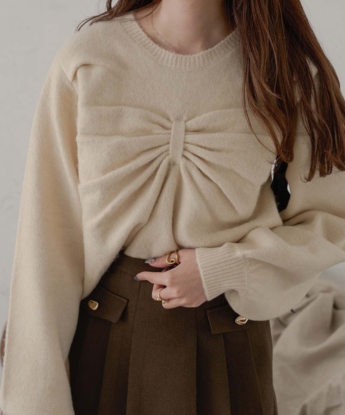 Ambre Neige(アンブルネージュ)の「3Dビックリボンニット/WEB/EC限定商品(ニット/セーター・レディース・アイボリー/チャコールグレー/ダークブラウン・FREE)」の6枚目の写真