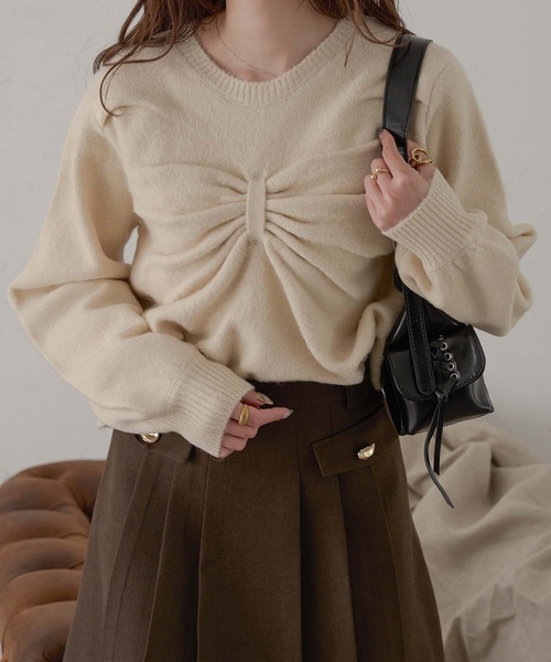 Ambre Neige(アンブルネージュ)の「3Dビックリボンニット/WEB/EC限定商品(ニット/セーター・レディース・アイボリー/チャコールグレー/ダークブラウン・FREE)」の8枚目の写真