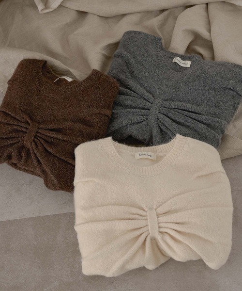 Ambre Neige(アンブルネージュ)の「3Dビックリボンニット/WEB/EC限定商品(ニット/セーター・レディース・アイボリー/チャコールグレー/ダークブラウン・FREE)」の5枚目の写真