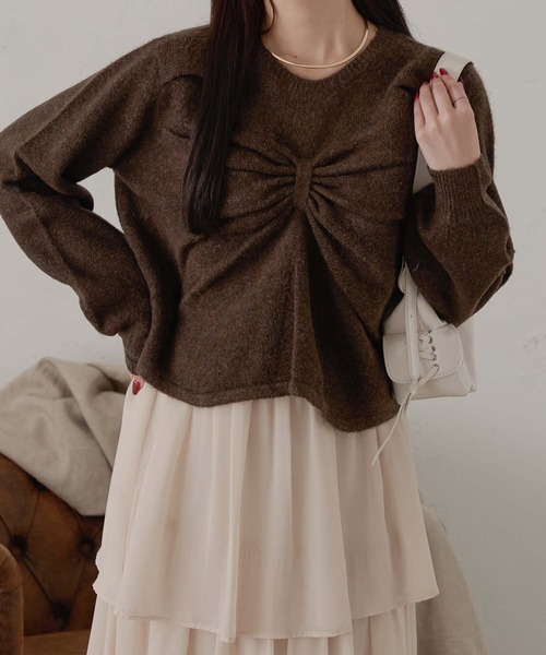 Ambre Neige(アンブルネージュ)の「3Dビックリボンニット/WEB/EC限定商品(ニット/セーター・レディース・アイボリー/チャコールグレー/ダークブラウン・FREE)」の15枚目の写真