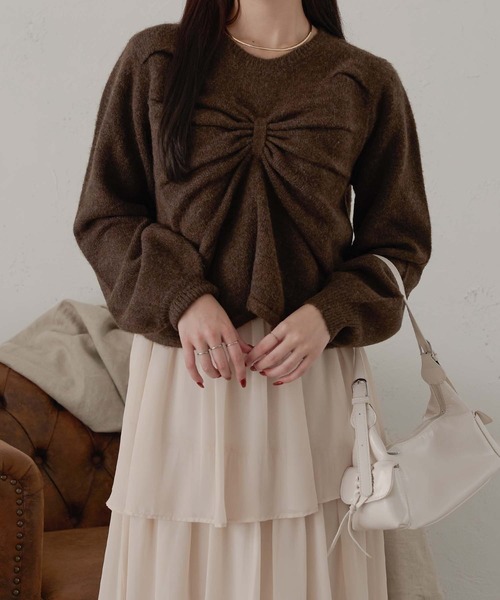 Ambre Neige(アンブルネージュ)の「3Dビックリボンニット/WEB/EC限定商品(ニット/セーター・レディース・アイボリー/チャコールグレー/ダークブラウン・FREE)」の16枚目の写真