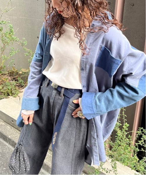 DOUBLE NAME（ダブルネーム）の「コーデュロイBACK刺しゅうシャツワンピース（ワンピース・レディース・ベージュ/ピンク系/ブルー系・FREE）」の19枚目の写真