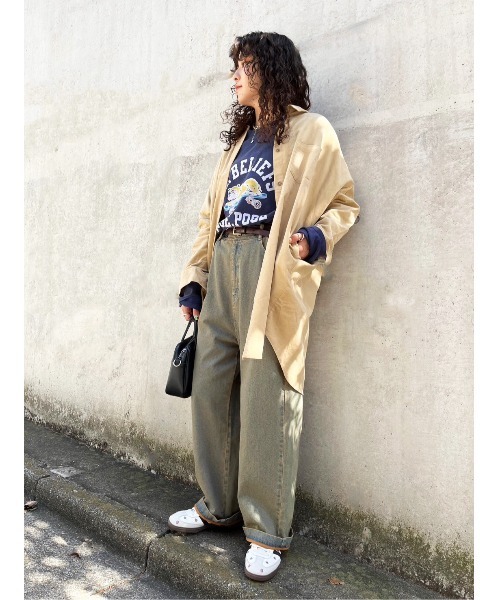 DOUBLE NAME（ダブルネーム）の「コーデュロイBACK刺しゅうシャツワンピース（ワンピース・レディース・ベージュ/ピンク系/ブルー系・FREE）」の10枚目の写真