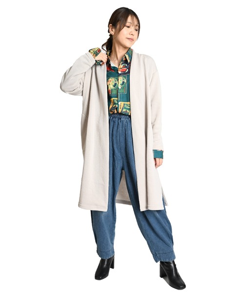 MARAI(マーライ)の「裏起毛トッパーロングカーディガン 長袖(カーディガン/ボレロ・レディース・ブラック/カーキ/ベージュ/チャコール・FREE)」の10枚目の写真