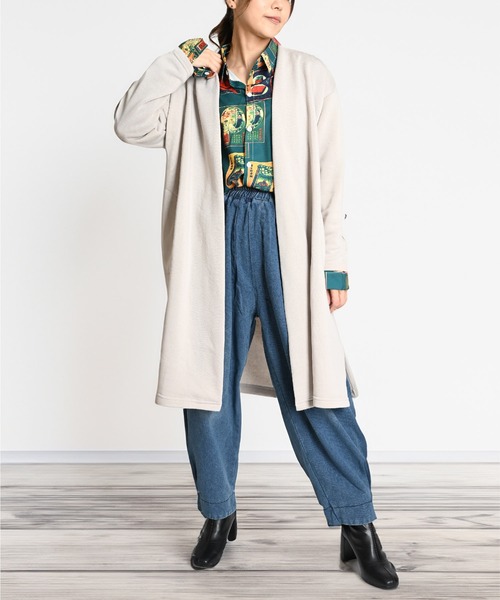MARAI(マーライ)の「裏起毛トッパーロングカーディガン 長袖(カーディガン/ボレロ・レディース・ブラック/カーキ/ベージュ/チャコール・FREE)」の11枚目の写真