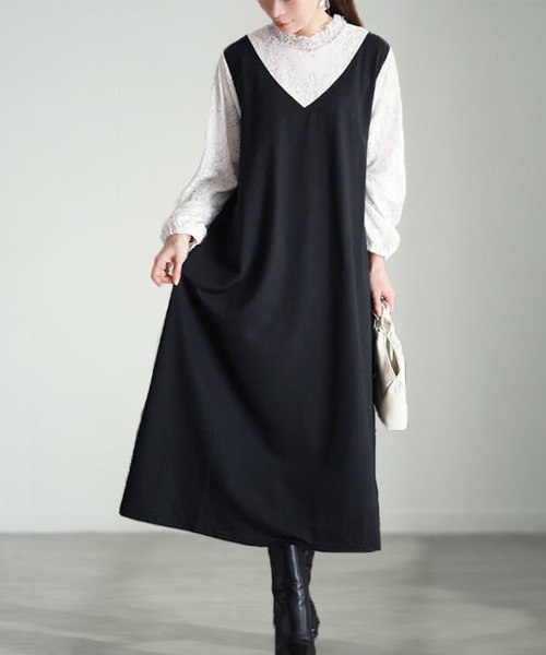 レースブラウスドッキングワンピース【大きいサイズ対応】（ワンピース）｜GOLDJAPAN（ゴールドジャパン） 6,590円