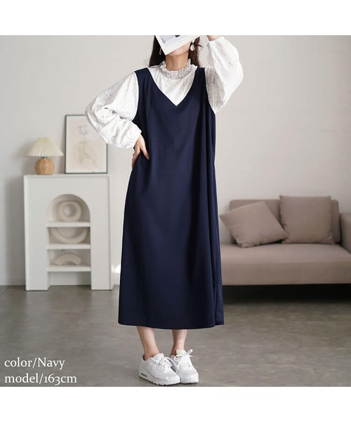 レースブラウスドッキングワンピース【大きいサイズ対応】（ワンピース）｜GOLDJAPAN（ゴールドジャパン）