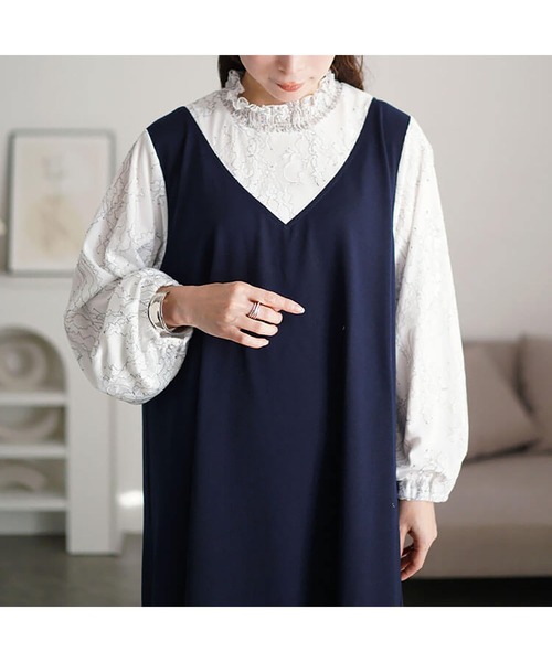 レースブラウスドッキングワンピース【大きいサイズ対応】（ワンピース）｜GOLDJAPAN（ゴールドジャパン）