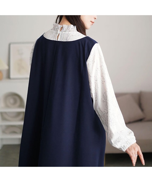 レースブラウスドッキングワンピース【大きいサイズ対応】（ワンピース）｜GOLDJAPAN（ゴールドジャパン）