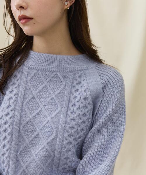 セール】ラメケーブルクロップドプルオーバー（ニット/セーター）｜AND