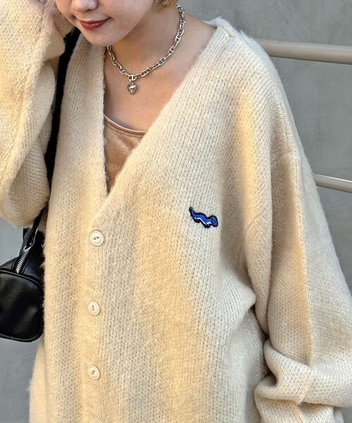 CIAOPANIC（チャオパニック）の「ワンポイント刺繡シャギーニットカーディガン（カーディガン/ボレロ・レディース・レッド/ブラウン/ブラック/アイボリー/ミント・ONE SIZE）」の12枚目の写真