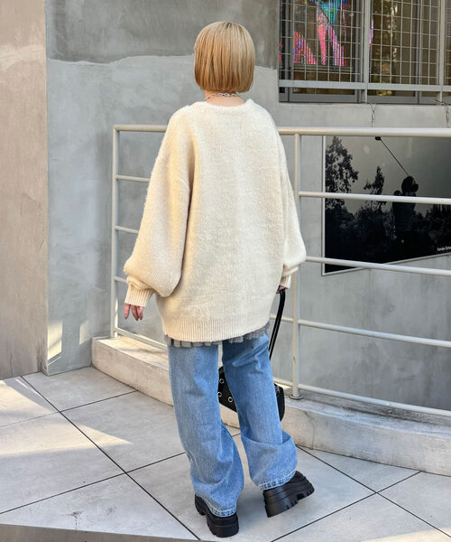 CIAOPANIC（チャオパニック）の「ワンポイント刺繡シャギーニットカーディガン（カーディガン/ボレロ・レディース・レッド/ブラウン/ブラック/アイボリー/ミント・ONE SIZE）」の9枚目の写真