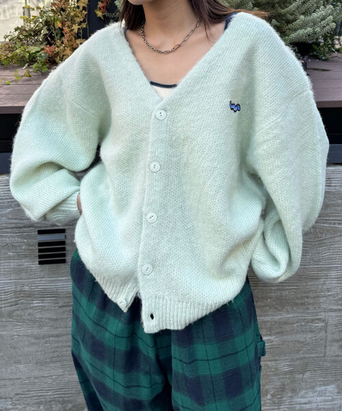 CIAOPANIC（チャオパニック）の「ワンポイント刺繡シャギーニットカーディガン（カーディガン/ボレロ・レディース・レッド/ブラウン/ブラック/アイボリー/ミント・ONE SIZE）」の14枚目の写真