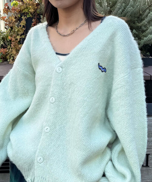 CIAOPANIC（チャオパニック）の「ワンポイント刺繡シャギーニットカーディガン（カーディガン/ボレロ・レディース・レッド/ブラウン/ブラック/アイボリー/ミント・ONE SIZE）」の15枚目の写真