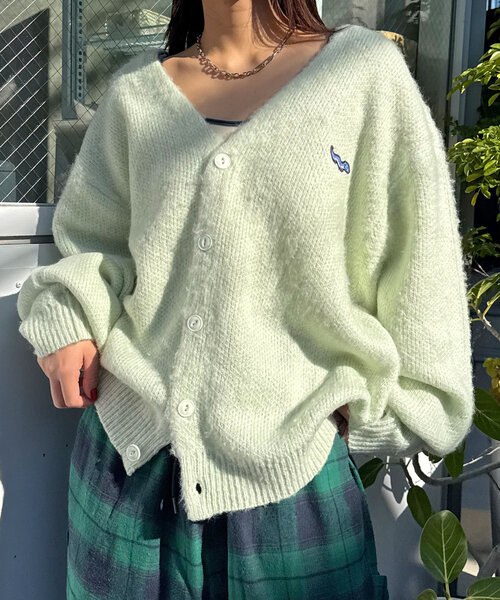 CIAOPANIC（チャオパニック）の「ワンポイント刺繡シャギーニットカーディガン（カーディガン/ボレロ・レディース・レッド/ブラウン/ブラック/アイボリー/ミント・ONE SIZE）」の16枚目の写真