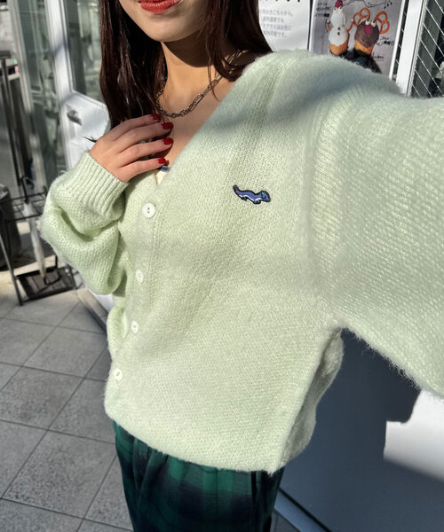 CIAOPANIC（チャオパニック）の「ワンポイント刺繡シャギーニットカーディガン（カーディガン/ボレロ・レディース・レッド/ブラウン/ブラック/アイボリー/ミント・ONE SIZE）」の17枚目の写真