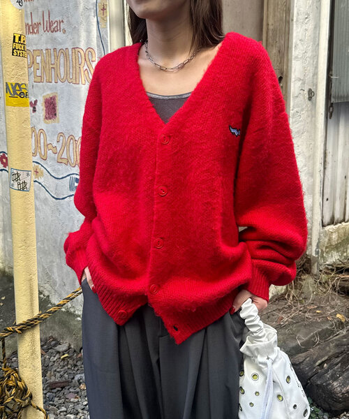 CIAOPANIC（チャオパニック）の「ワンポイント刺繡シャギーニットカーディガン（カーディガン/ボレロ・レディース・レッド/ブラウン/ブラック/アイボリー/ミント・ONE SIZE）」の20枚目の写真