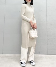 【&soiree】タートルネックリブニットワンピース(CP)