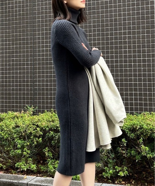 &soiree(アンドソワレ)の「【&soiree】タートルネックリブニットワンピース(CP)(ワンピース・レディース・ベージュ/ブラック/グレー/オフホワイト・FREE)」の8枚目の写真