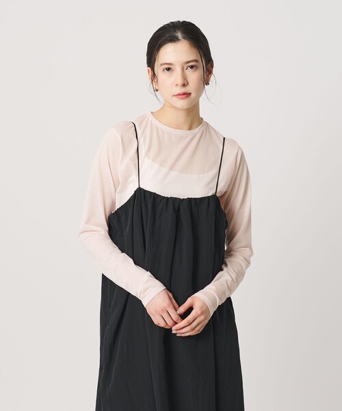 BEAUTY&YOUTH UNITED ARROWS(ビューティーアンドユースユナイテッドアローズ)の「コットンナイロン天竺 シアー クルーネック Tシャツ(Tシャツ/カットソー・レディース・ライトブルー/ブラック/クリーム/オフホワイト/ライラック/ダークブラウン/ライトピンク/ターコイズブルー系・FREE)」の8枚目の写真