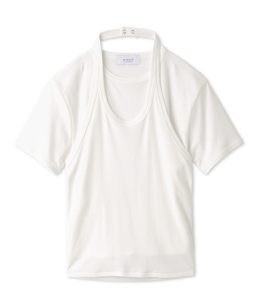 セール】ホルターネックレイヤードカットトップス（Tシャツ