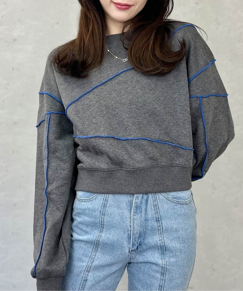 Per sist ence（パーシエンス）の「裏毛配色メロープルオーバー（スウェット・レディース・ブラック/杢グレー/ダークグレー/オートミール・FREE）」の7枚目の写真