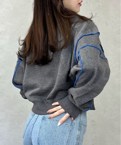 Per sist ence（パーシエンス）の「裏毛配色メロープルオーバー（スウェット・レディース・ブラック/杢グレー/ダークグレー/オートミール・FREE）」の8枚目の写真