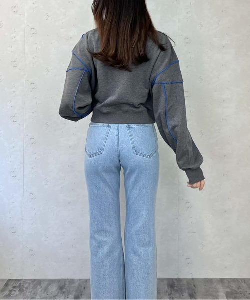 Per sist ence（パーシエンス）の「裏毛配色メロープルオーバー（スウェット・レディース・ブラック/杢グレー/ダークグレー/オートミール・FREE）」の9枚目の写真