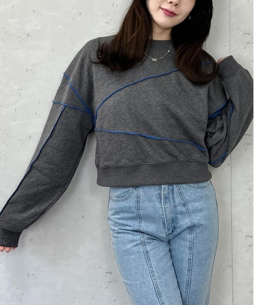 Per sist ence（パーシエンス）の「裏毛配色メロープルオーバー（スウェット・レディース・ブラック/杢グレー/ダークグレー/オートミール・FREE）」の12枚目の写真