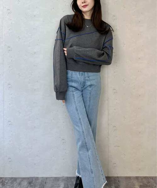 Per sist ence（パーシエンス）の「裏毛配色メロープルオーバー（スウェット・レディース・ブラック/杢グレー/ダークグレー/オートミール・FREE）」の13枚目の写真