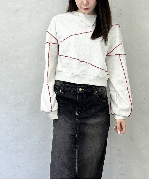 Per sist ence（パーシエンス）の「裏毛配色メロープルオーバー（スウェット・レディース・ブラック/杢グレー/ダークグレー/オートミール・FREE）」の18枚目の写真