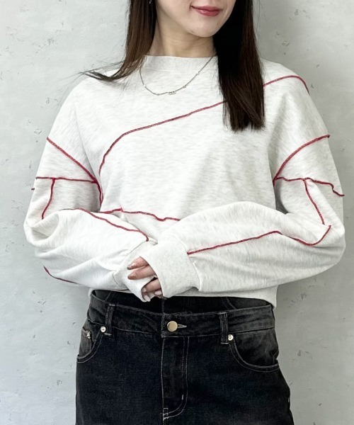 Per sist ence（パーシエンス）の「裏毛配色メロープルオーバー（スウェット・レディース・ブラック/杢グレー/ダークグレー/オートミール・FREE）」の19枚目の写真