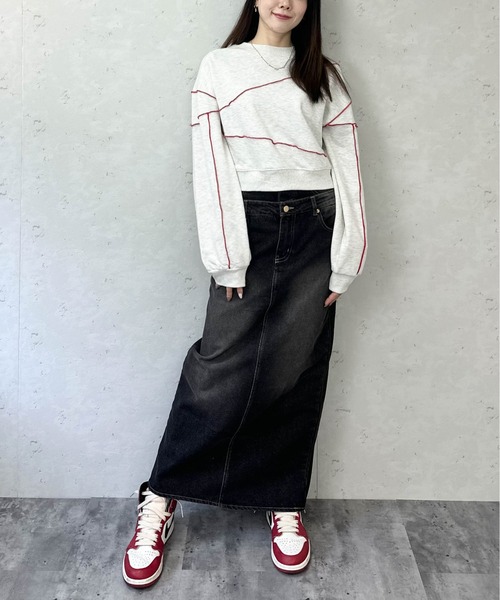 Per sist ence（パーシエンス）の「裏毛配色メロープルオーバー（スウェット・レディース・ブラック/杢グレー/ダークグレー/オートミール・FREE）」の20枚目の写真