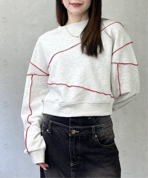 Per sist ence（パーシエンス）の「裏毛配色メロープルオーバー（スウェット・レディース・ブラック/杢グレー/ダークグレー/オートミール・FREE）」の17枚目の写真