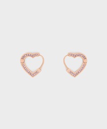 CHARLES & KEITH ローズゴールド フープピアス Aine エネ クリスタルスカルプチュアフープピアス - Rose Gold
