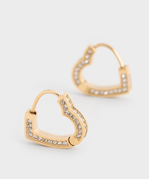 CHARLES & KEITH(チャールズ & キース)の「Malorie マロリー クリスタルハートフープピアス(ピアス(両耳用)・レディース・ゴールド/シルバー/ゴールド系その他・FREE)」の9枚目の写真