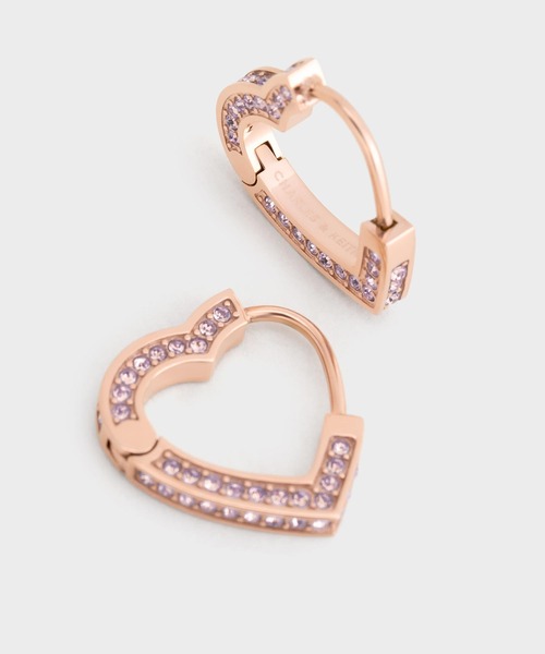 CHARLES & KEITH(チャールズ & キース)の「Malorie マロリー クリスタルハートフープピアス(ピアス(両耳用)・レディース・ゴールド/シルバー/ゴールド系その他・FREE)」の4枚目の写真
