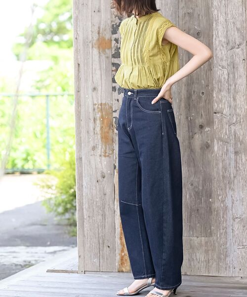 早い者勝ち‼️【新品】mal.レレレさん　パシオーネ　人気のデニムパンツ　36 PASSIONE（パシオーネ） ワイド デニム ジーンズ レディース ブルー