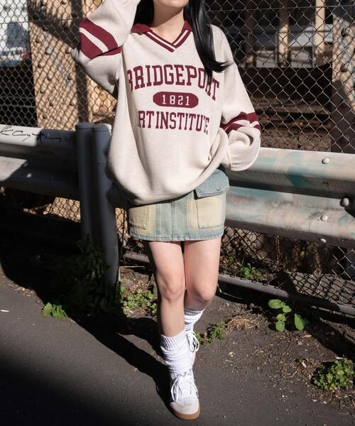 WEGO（ウィゴー）の「WEGO/襟付きロゴジャガードニット（ニット/セーター・レディース・ブラック/ワイン・FREE）」の16枚目の写真