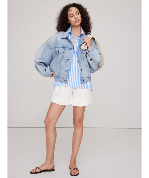 Banana Republic(バナナリパブリック)の「◇オーバーサイズ ポップオーバートップス(シャツ/ブラウス・レディース・ホワイト/ホワイト×ブルー/ブルー・S/M/L/XS)」の10枚目の写真