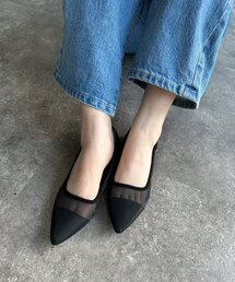 チュールフラットシューズ