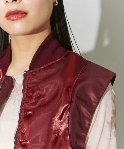 terrace（テラス）の「箔オーガンジーMA-1ベスト（ベスト・レディース・ブラック/カーキ/バーガンディー・MEDIUM）」の19枚目の写真