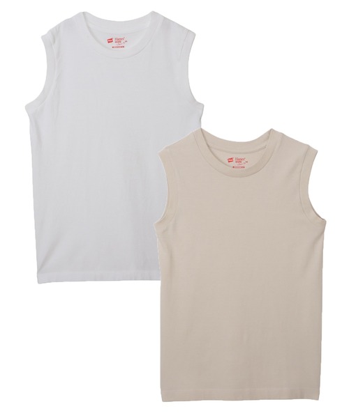 HANES（ヘインズ）の「【HANES/ヘインズ】2P スリーブレスTシャツ（Tシャツ/カットソー・レディース・マルチ/ホワイト×ピンク/ベージュ系その他・M/L）」の3枚目の写真