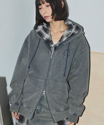 Anchor Smith（アンカー スミス）の「ヴィンテージ加工サークルロゴ刺繍 ダブルジップパーカー（パーカー）」