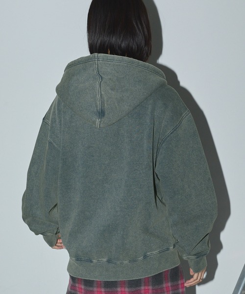 Anchor Smith（アンカー スミス）の「ヴィンテージ加工サークルロゴ刺繍 ダブルジップパーカー（パーカー・レディース・ブラック/ワイン/ブラウン/ネイビー/チャコール/ライトグレー/杢グレー・M/L）」の19枚目の写真