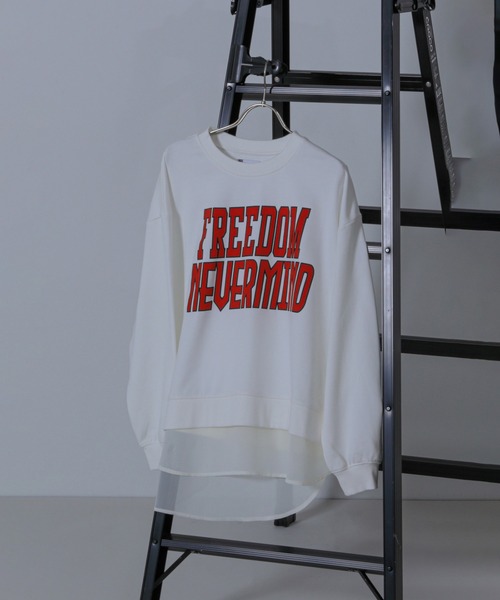 ROSE BUD(ローズバッド)の「(OKIRAKU×ROSEBUD)FROCKY PRINT DOCKING HEM SWEAT(スウェット・レディース・グレー/ホワイト・ONE SIZE)」の10枚目の写真